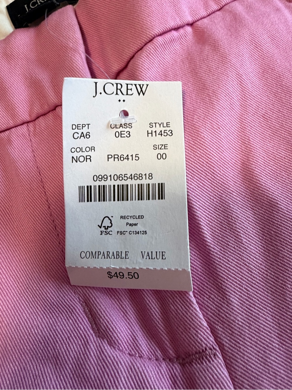 J.Crew Factory NWT 5" Classic Chino Shorts Pink Size 00 - Picture 3 of 4